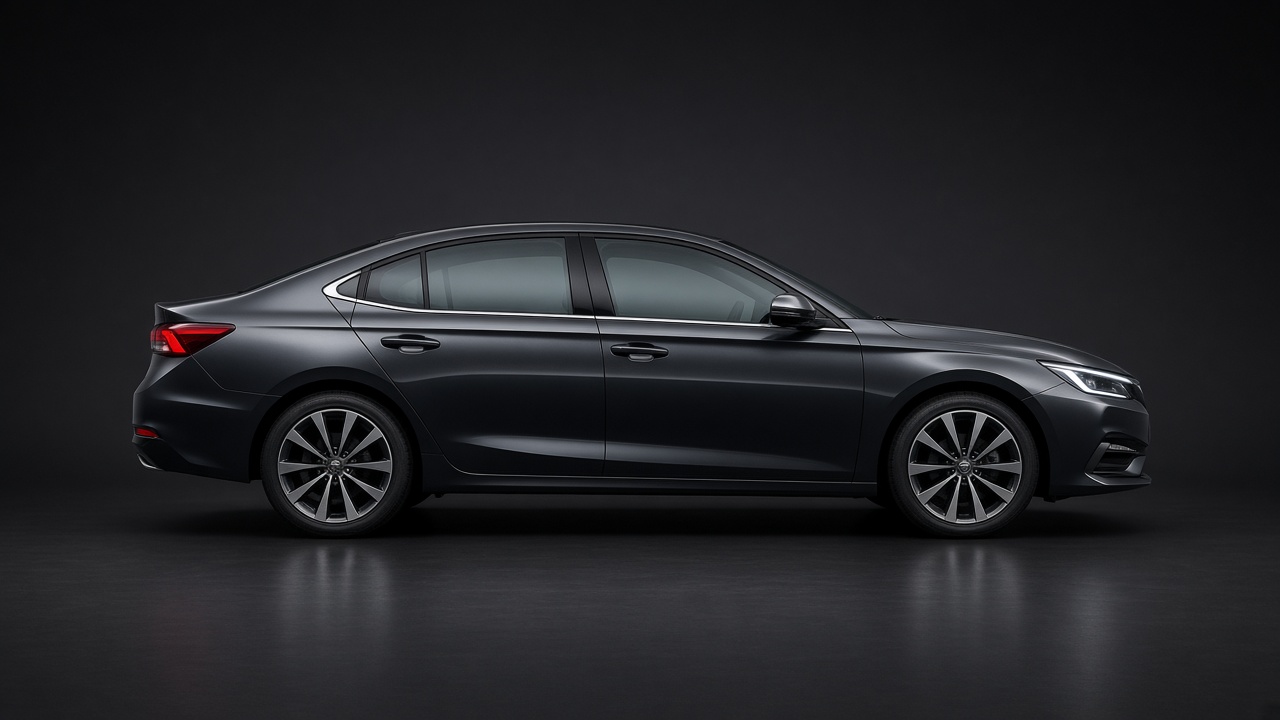 Dark sedan na car, side view